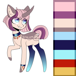 Size: 3000x3000 | Tagged: safe, artist:helemaranth, oc, oc only, pony, unicorn, choker, clothes, colored hooves, grin, high res, horn, looking back, raised hoof, reference sheet, simple background, smiling, socks, solo, transparent background, unicorn oc