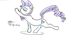 Size: 1024x706 | Tagged: safe, artist:gafelpoez, rarity, pony, g4, arabesque, dancing, eyes closed, pursed lips, simple background, solo, white background