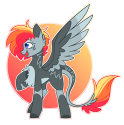 Size: 2552x2569 | Tagged: safe, artist:crazysketch101, oc, oc only, oc:crazy looncrest, pegasus, pony, circle background, high res, leonine tail, simple background, solo, tail, white background