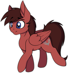 Size: 591x634 | Tagged: safe, artist:notetaker, part of a set, oc, oc only, oc:chance, pegasus, pony, eyebrows, eyebrows visible through hair, folded wings, male, raised hoof, simple background, solo, stallion, transparent background, walking, wings