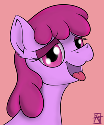 Size: 2480x2974 | Tagged: safe, artist:naen, berry punch, berryshine, earth pony, pony, g4, bust, drunk, female, high res, lidded eyes, mare, open mouth, portrait, solo, tongue out