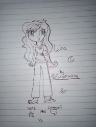 Size: 1440x1920 | Tagged: safe, artist:payshiechastityart, princess luna, vice principal luna, equestria girls, g4, clothes, female, high heels, lineart, lined paper, pants, shoes, solo, traditional art