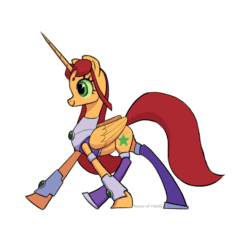 Size: 720x720 | Tagged: safe, artist:house-of-tykayl, alicorn, pony, animated, dc comics, female, gif, mare, ponified, simple background, smiling, solo, starfire, teen titans, walk cycle, walking, white background