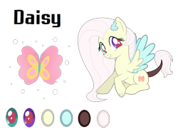 Size: 1686x1248 | Tagged: safe, artist:stellamoonshineyt, oc, oc only, oc:daisy, hybrid, female, interspecies offspring, offspring, parent:discord, parent:fluttershy, parents:discoshy, simple background, solo, transparent background