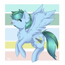Size: 3000x3000 | Tagged: safe, artist:inlaru, oc, oc only, pegasus, pony, chibi, digital art, gift art, happy, high res, pegasus oc, simple background, solo, wings