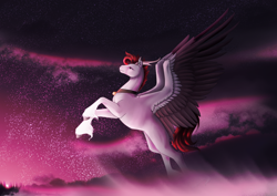 Size: 3508x2480 | Tagged: safe, artist:oneiria-fylakas, oc, oc only, pegasus, pony, antlers, high res, night, solo