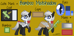 Size: 2280x1100 | Tagged: safe, artist:magnusmagnum, oc, oc only, oc:bamboo mistshadow, bat pony, pony, female, mare, reference sheet, solo