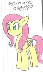 Size: 623x1043 | Tagged: safe, artist:cmara, fluttershy, pegasus, pony, g4, female, mare, simple background, solo, traditional art, white background