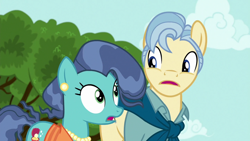 Size: 1280x720 | Tagged: safe, screencap, mr. paleo, mrs. paleo, earth pony, pony, g4, the fault in our cutie marks, duo, female, looking at each other, male, mare, stallion