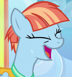 Size: 671x718 | Tagged: safe, screencap, windy whistles, pony, g4, parental glideance, cropped, cute, eyes closed, happy, open mouth, smiling, solo