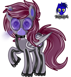 Size: 3840x4154 | Tagged: safe, artist:damlanil, oc, oc only, oc:vesper moon, bat pony, pony, boots, clothes, collar, commission, cutie mark collar, gas mask, heart, heart eyes, latex, looking at you, mask, raised hoof, rubber, rubber drone, shiny, shiny mane, shoes, show accurate, simple background, solo, transformation, transparent background, vector, wingding eyes