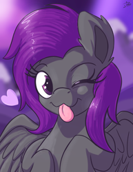 Size: 2550x3300 | Tagged: safe, artist:eisky, oc, oc only, oc:fritzy, pegasus, pony, :p, cute, female, high res, looking at you, night, solo, tongue out, winking at you