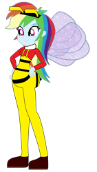 Size: 1080x1920 | Tagged: safe, artist:selenaede, artist:super-nick-2001, rainbow dash, bee, insect, equestria girls, g4, animal costume, antenna, antennae, barely eqg related, base used, bee costume, bee mario, bee wings, clothes, costume, crossover, hand on hip, male, mario, nintendo, shoes, simple background, solo, super mario bros., super mario galaxy, transparent background, wings