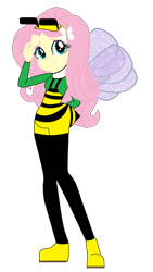 Size: 1080x1920 | Tagged: safe, artist:selenaede, artist:super-nick-2001, fluttershy, bee, insect, equestria girls, g4, animal costume, antenna, antennae, barely eqg related, base used, bee costume, bee luigi, bee wings, clothes, costume, crossover, hand behind back, hand on head, luigi, nintendo, shoes, simple background, solo, super mario bros., super mario galaxy, transparent background, wings