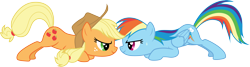Size: 6000x1602 | Tagged: safe, artist:cloudy glow, applejack, rainbow dash, fall weather friends, g4, .ai available, duo, simple background, transparent background, vector