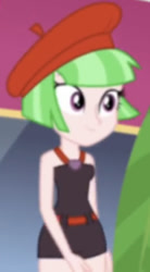 Size: 242x439 | Tagged: safe, screencap, drama letter, watermelody, equestria girls, equestria girls specials, g4, my little pony equestria girls: better together, my little pony equestria girls: spring breakdown, beret, clothes, cropped, female, hat, sleeveless, solo, swimsuit, watermelody swimsuit