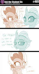 Size: 800x1516 | Tagged: safe, artist:sintakhra, ocellus, smolder, changedling, changeling, dragon, tumblr:studentsix, g4, bandana, duo, female, ocellus is not amused, shrunken pupils, this will end in detention, unamused