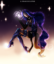 Size: 2480x2922 | Tagged: safe, artist:mazeness, princess luna, human, g4, clothes, eclipse, high heels, high res, humanized, lunar eclipse, shoes, solo