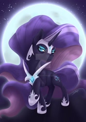 Size: 1280x1803 | Tagged: safe, artist:safizejaart, nightmare rarity, g4, deviantart watermark, moon, night, obtrusive watermark, watermark