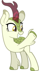 Size: 975x1755 | Tagged: safe, artist:pegasski, oc, oc only, kirin, g4, sounds of silence, base, cloven hooves, eyelashes, grin, horn, looking back, raised hoof, simple background, smiling, solo, transparent background, waving