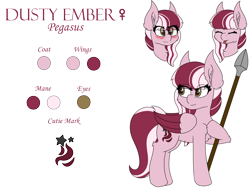 Size: 8000x6000 | Tagged: safe, artist:skylarpalette, oc, oc only, oc:dusty ember, pegasus, pony, :p, blushing, female, fierce, mare, pegasus oc, reference sheet, simple background, solo, spear, standing, tongue out, transparent background, weapon, wings