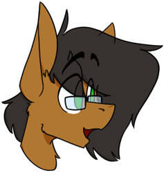 Size: 448x472 | Tagged: safe, artist:kirbirb, oc, oc only, oc:notetaker, pony, eyebrows, eyebrows visible through hair, glasses, male, poggers, simple background, solo, stallion, transparent background