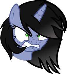 Size: 7816x8656 | Tagged: safe, artist:isaac_pony, oc, oc only, oc:shainer shrapnel shock, pony, unicorn, angry, black mane, doom, doom equestria, female, heart, rage, show accurate, simple background, solo, transparent background, vector