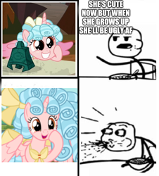 Size: 508x562 | Tagged: safe, artist:beavernator, edit, cozy glow, alicorn, pony, g4, the ending of the end, alicornified, bell, cereal guy, cozycorn, grogar's bell, meme, older, older cozy glow, race swap