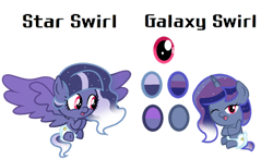 Size: 1280x745 | Tagged: safe, artist:stellamoonshineyt, oc, oc only, oc:galaxy swirl, oc:star swirl, alicorn, pony, baby, baby pony, offspring, offspring's offspring