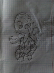 Size: 2448x3264 | Tagged: safe, artist:terminalhash, fluttershy, pegasus, anthro, semi-anthro, g4, arm hooves, clothes, graph paper, high res, sketch, solo, traditional art