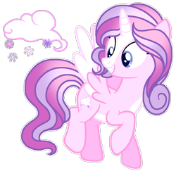 Size: 1603x1557 | Tagged: safe, artist:starrytwinklestorm, artist:twinklecometyt, oc, oc only, alicorn, pony, base used, female, magical lesbian spawn, mare, offspring, parent:diamond tiara, parent:princess cadance, simple background, smiling, solo, transparent background