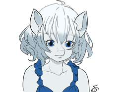 Size: 3200x2376 | Tagged: safe, artist:farfus, oc, oc only, earth pony, human, anthro, blue eyes, cute, ears, female, high res, humanized, icon, looking at you, photo, simple background, solo, white background