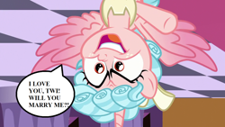Size: 1280x720 | Tagged: safe, edit, screencap, cozy glow, alicorn, pony, g4, the ending of the end, alicornified, cozycorn, pure unfiltered evil, race swap, solo, speech bubble, upside down