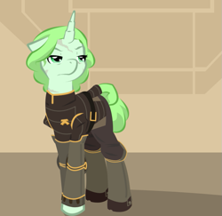 Size: 735x714 | Tagged: safe, artist:askmerriweatherauthor, oc, oc only, oc:merriweather, pony, unicorn, ask merriweather, clothes, cosplay, costume, female, lin beifong, mare, scar, solo, the legend of korra