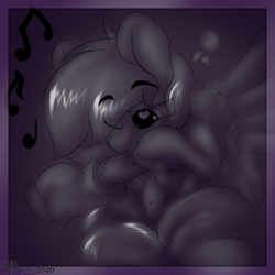 Size: 5000x5000 | Tagged: safe, artist:tai kai, oc, oc:winterlight, floating heart, heart, musical instrument, ocarina, shaded sketch, sitting, unshorn fetlocks