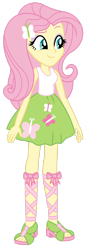 Size: 1024x3012 | Tagged: safe, artist:emeraldblast63, fluttershy, equestria girls, g4, clothes, feet, female, lace sandals, redesign, sandals, simple background, skirt, solo, tank top, transparent background