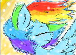 Size: 1180x856 | Tagged: safe, artist:lizfoxyartis, rainbow dash, pegasus, pony, g4, blushing, cute, dashabetes, eyes closed, female, solo, windswept mane