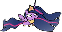 Size: 1412x742 | Tagged: safe, artist:magnusmagnum, twilight sparkle, alicorn, pony, g4, the last problem, beady eyes, chibi, crown, ethereal mane, female, i can't believe it's not jargon scott, jewelry, mare, older, older twilight, older twilight sparkle (alicorn), princess twilight 2.0, regalia, simple background, smol, solo, spread wings, squatpony, style emulation, transparent background, twiggie, twiggie 2.0, twilight sparkle (alicorn), wings, woonoggles, xk-class end-of-the-world scenario