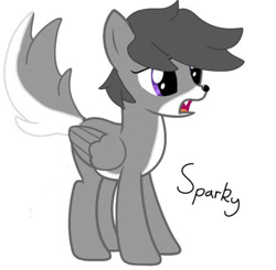 Size: 1024x1002 | Tagged: safe, artist:dreamdingo, oc, oc only, oc:sparky, pegasus, pony, wolf, wolf pony, pegasus oc, simple background, solo, white background, wings