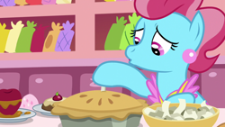 Size: 1920x1080 | Tagged: safe, screencap, cup cake, pony, g4, the big mac question, female, food, pie, solo