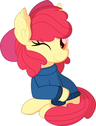Size: 5791x7574 | Tagged: safe, artist:cyanlightning, apple bloom, earth pony, pony, g4, .svg available, absurd resolution, adorabloom, blinking, clothes, cute, female, filly, looking at you, simple background, solo, sweater, transparent background, vector