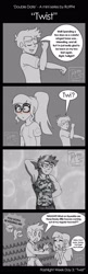 Size: 1280x3941 | Tagged: safe, artist:ro994, flash sentry, sci-twi, twilight sparkle, human, pony, comic:double date, equestria girls, g4, blushing, comic, female, freak out, glasses, male, muscles, scar, self ponidox, ship:flashlight, shipping, straight, text