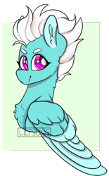 Size: 448x721 | Tagged: safe, artist:liefsong, fleetfoot, pegasus, pony, g4, beanbrows, bust, chest fluff, ear fluff, eyebrows, female, folded wings, looking at you, mare, simple background, smiling, solo, transparent background, wings