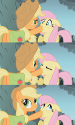 Size: 1916x3182 | Tagged: safe, edit, edited screencap, screencap, applejack, fluttershy, earth pony, pegasus, pony, dragonshy, g4, season 1, butt, context is for the weak, female, fetish, floppy ears, hoof fetish, hoof in mouth, hoofjack, hooves, mare, out of context, plot