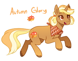 Size: 1280x996 | Tagged: safe, artist:amiookamiwolf, oc, oc only, oc:autumn glory, pony, unicorn, female, mare, offspring, parent:applejack, parent:trenderhoof, parents:trenderjack, simple background, solo, transparent background