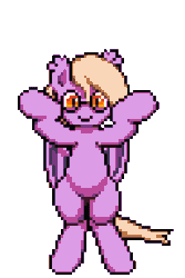 Size: 256x384 | Tagged: safe, artist:bitassembly, part of a set, oc, oc only, oc:pinkfull night, bat pony, pony, animated, bat pony oc, bat wings, bipedal, caramelldansen, commission, dancing, female, gif, glasses, looking at you, pixel art, simple background, smiling, solo, teenager, transparent background, wings, ych result