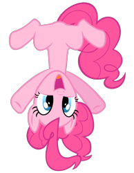 Size: 1920x2480 | Tagged: safe, artist:stellardust, derpibooru exclusive, pinkie pie, earth pony, pony, g4, the best night ever, .svg available, female, looking at you, mare, open mouth, simple background, smiling, solo, svg, transparent background, upside down, vector
