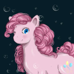 Size: 400x400 | Tagged: safe, artist:na-no-chan, pinkie pie, earth pony, pony, g4, bubble, female, one eye closed, solo, underwater, wink