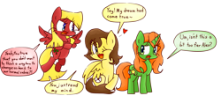Size: 1024x448 | Tagged: safe, artist:ameliayap, pegasus, pony, unicorn, alex (totally spies), clover (totally spies), female, ponified, sam (totally spies), simple background, totally spies, transparent background, trio