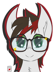 Size: 1100x1400 | Tagged: safe, artist:sweetstrokesstudios, oc, oc only, pony, bust, glasses, portrait, simple background, solo, transparent background